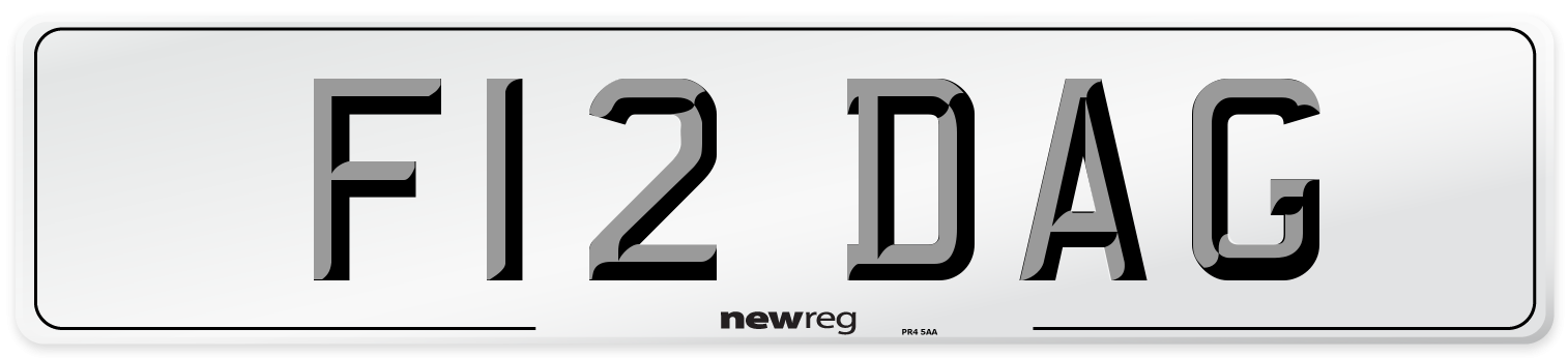 F12 DAG Number Plate from New Reg